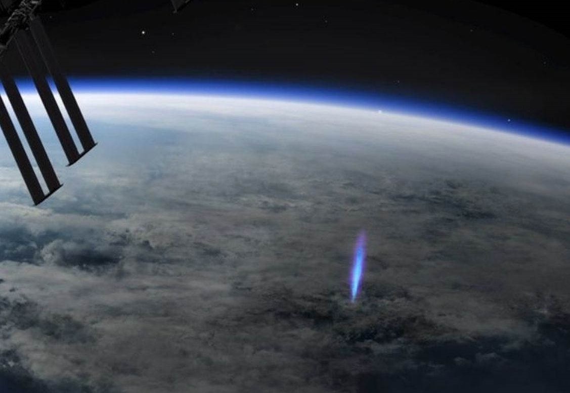 Rare ‘blue jet’ lightning viewed from the Space Station