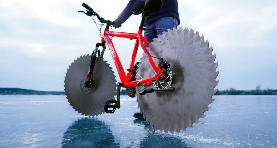 Bike with Circular Saws on Ice