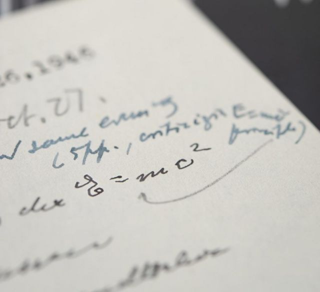 Einstein's Handwritten Mass Equation 