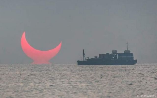 A Distorted Sunrise Eclipse 