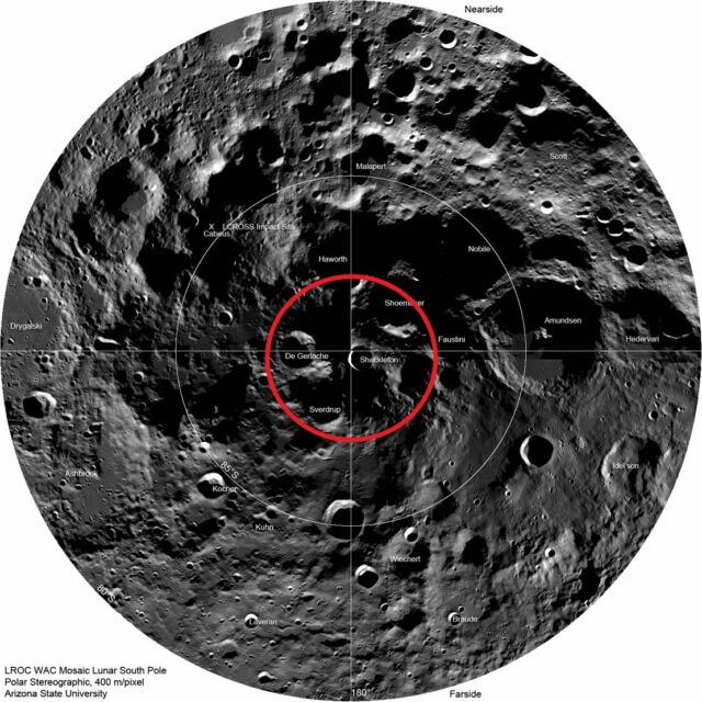 Shadows at the Moon's South Pole