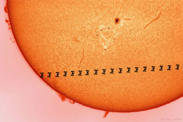Space Station Crosses the Busy Sun 
