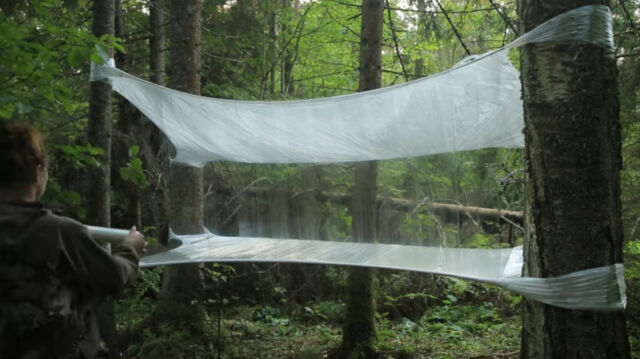 Bushcraft Tent made from Plastic Wrap