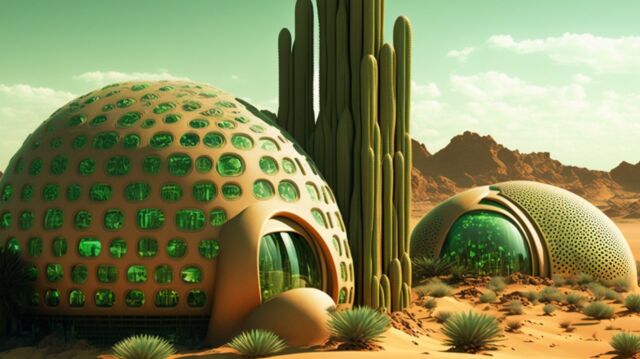 Green and sustainable city on Mars concept