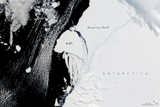 Huge Iceberg breaks away from Antarctic Ice Shelf