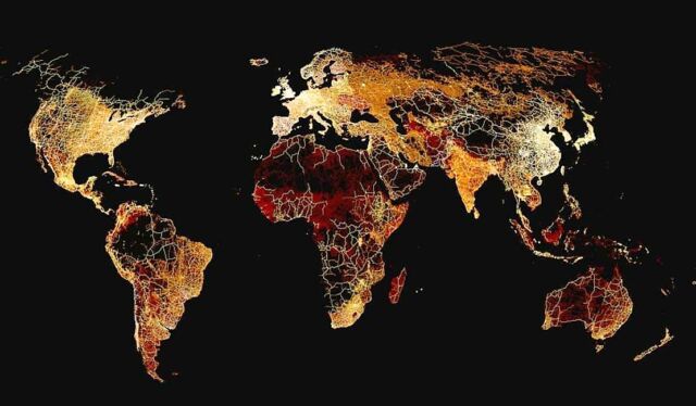 Mapped All of the Worlds Roads by Continent 1