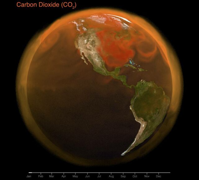 Visualization of total carbon dioxide in the Earth’s atmosphere in 2021