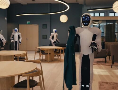 EVE Humanoid Robots collaborate to clean an office