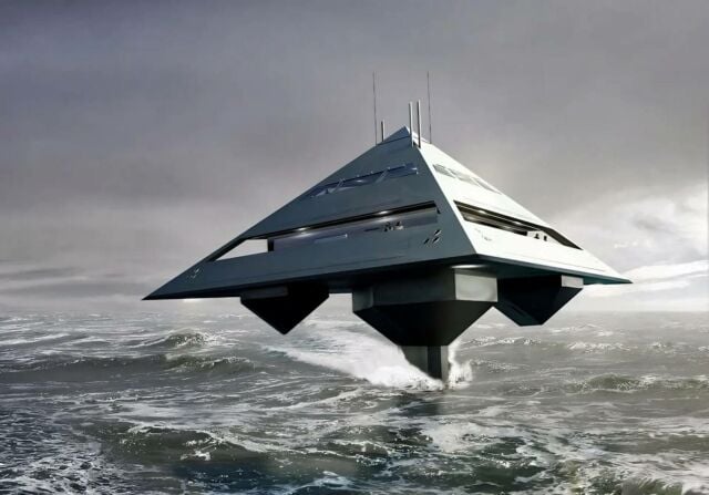 The Tetrahedron hydrofoiling superyacht 