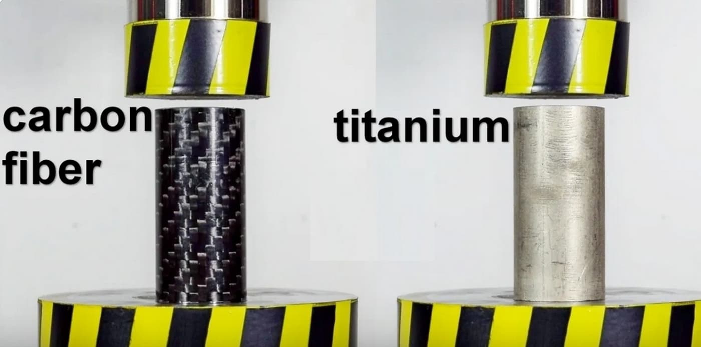 Titanium and Carbon Fiber Pipe tested on Hydraulic Press