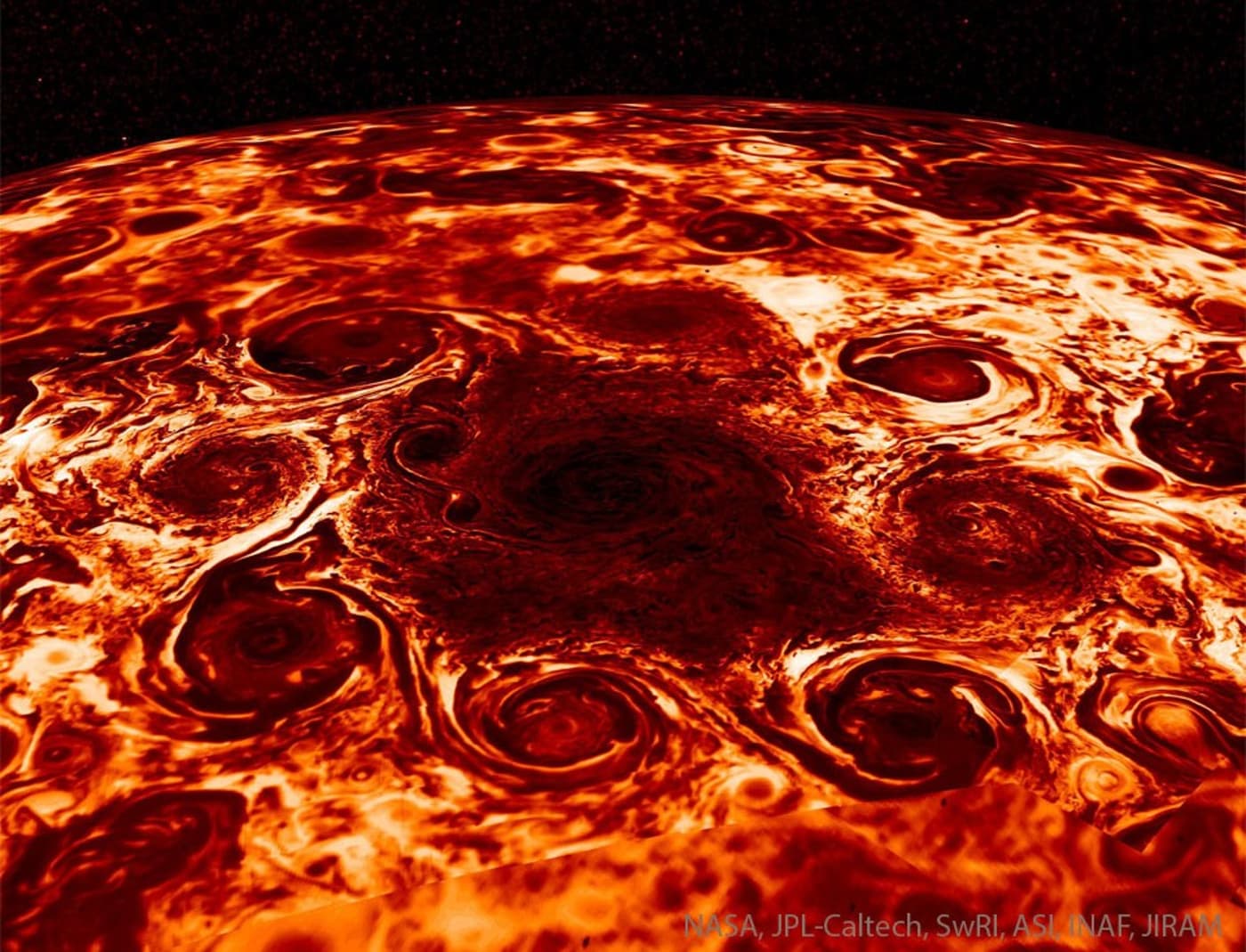 Cyclones near Jupiter's North Pole