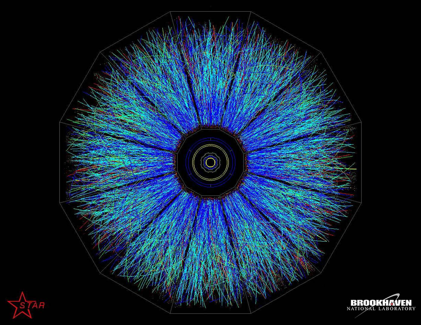 collisions like these captured by the STAR detector at the Relativistic Heavy Ion Collider.