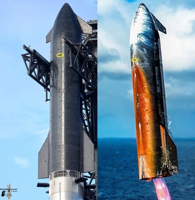 The Orange Color Observed on Starship